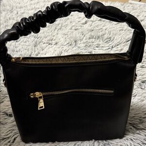Black Handbag with Gold Accents 10inches wide and 12 inches tall